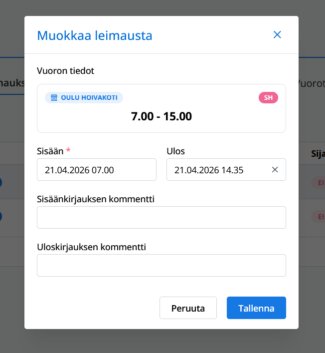 Leimauksen muokkaus